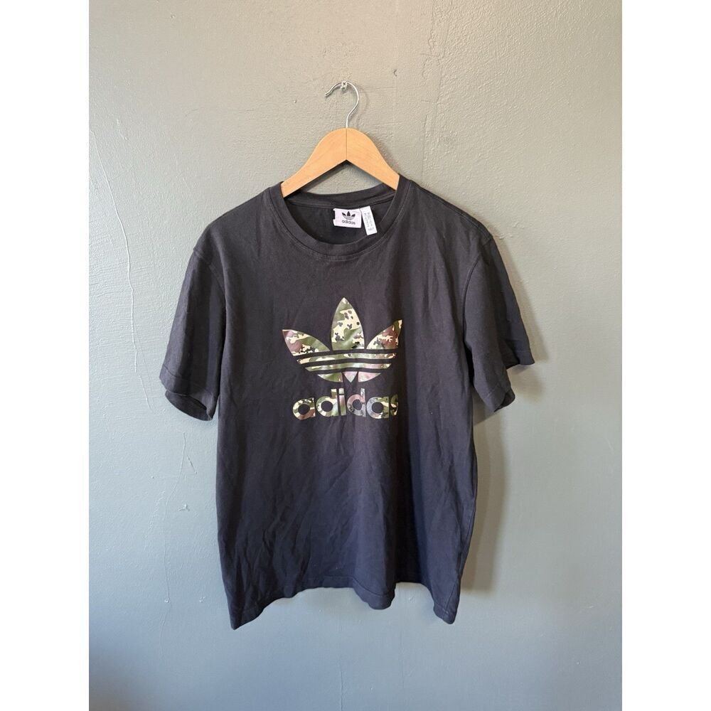 Adidas Mens Black Short Sleeve Camo Graphic Shirt Size Medium